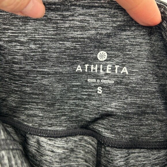 ATHLETA Gray Space Dye Ruched Leg Cropped Workout Leggings Size Small - Picture 6 of 6